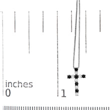 .925 Sterling Silver 1/2 Cttw Alternating Black and White Diamond Cross Pendant Necklace  (Treated Black and H-I Color, I3 Clarity) - 18"-4