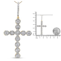 10K Yellow Gold 5/8 Cttw Miracle Set Round Diamond Circle Link Cross Pendant Necklace for Men (H-I Color, SI1-SI2 Clarity) - NO CHAIN INCLUDED