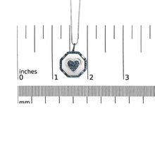 .925 Sterling Silver 5/8 Cttw Blue Diamond Mirror Plate with Heart and Diamond Halo 18" Pendant Necklace (Blue Color, I2-I3 Clarity)-4