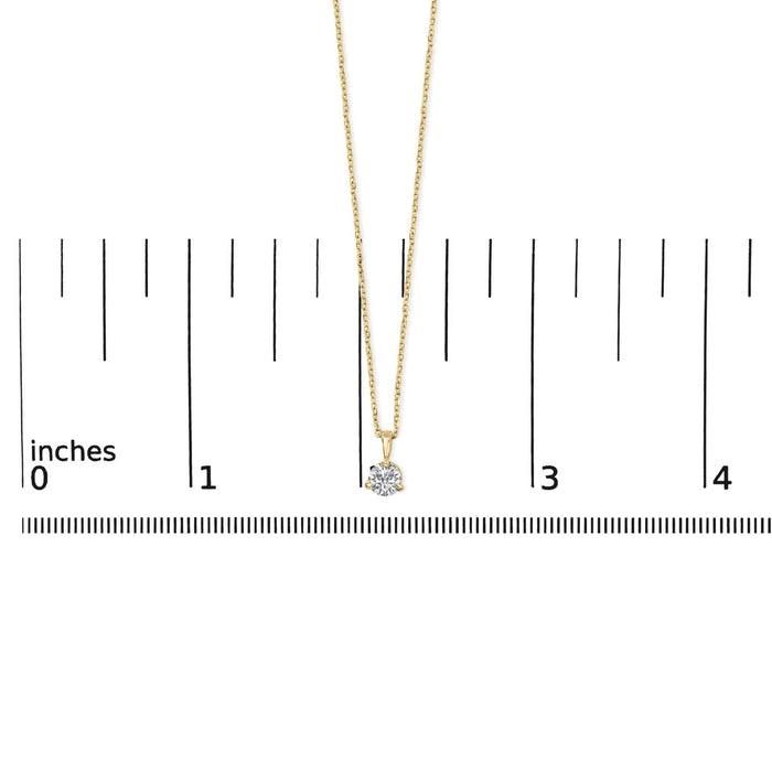 14K Yellow Gold 3/8 Cttw 3 Prong Martini Set Round Diamond Solitaire Pendant Necklace (G-H Color, SI2-I1 Clarity) - 18