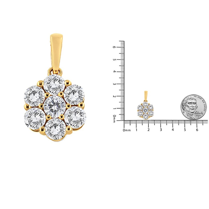 14K Yellow Gold 2.00 Cttw Brilliant Round-Cut Diamond 7 Stone Flower Cluster 18