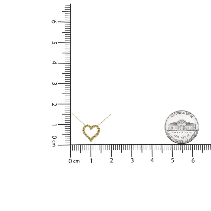 10K Yellow Gold Flashed .925 Sterling Silver 1/2 Cttw Champagne Diamond Miracle Plate Heart Pendant Necklace (K-L Color, I1-I2 Clarity) - 18