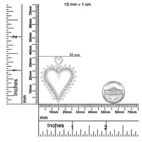 .925 Sterling Silver 1 3/4 Cttw Round Diamond Lined Open Heart Pendant 18