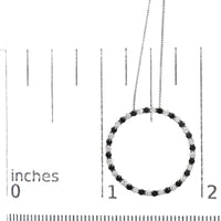 .925 Sterling Silver 2.0 Cttw Alternating Black and White Diamond Open Hoop Circle Pendant Necklace (H-I Color, I2-I3 Clarity) - 18