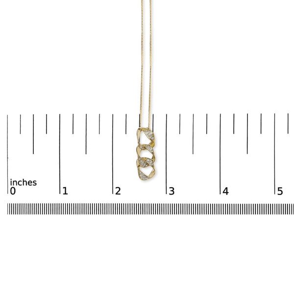14K Yellow Gold Plated .925 Sterling Silver 1/6 Cttw Diamond Interlocking Triple Asymmetric Circle Hoop 18