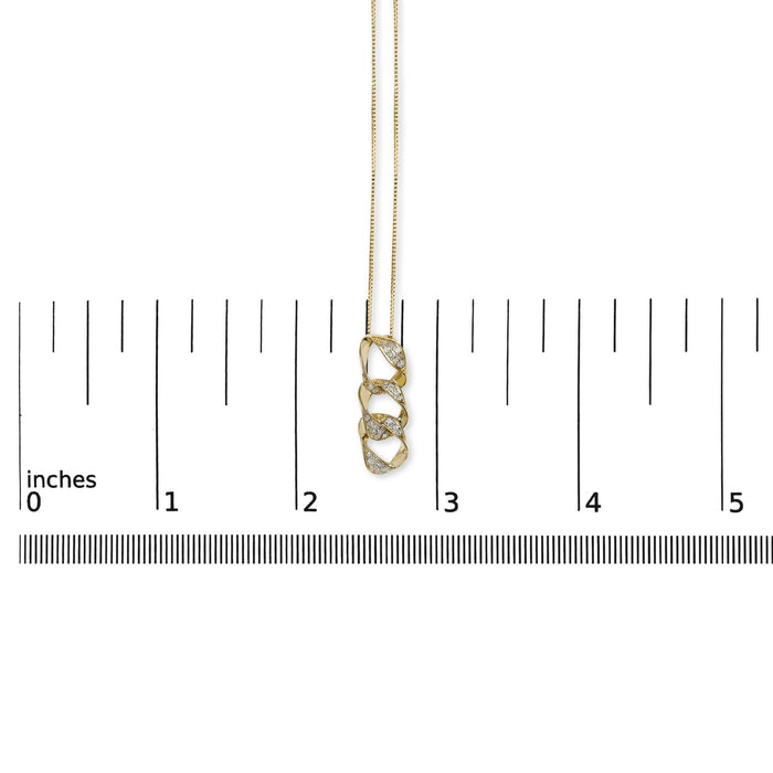 14K Yellow Gold Plated .925 Sterling Silver 1/6 Cttw Diamond Interlocking Triple Asymmetric Circle Hoop 18