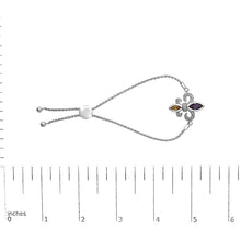 .925 Sterling Silver Marquise Purple Amethyst, Orange Citrine, and Diamond Accent Lariat 4”-10” Fleur De Lis Adjustable Bolo Bracelet (I-J Color, I1-I2 Clarity)-4