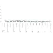 .925 Sterling Silver Oval Blue Topaz Diamond Butterfly Link Bracelet (I-J Color, I1-I2 Clarity) - Size 7" Inches-4