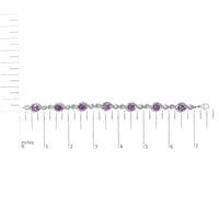 .925 Sterling Silver 1/10 Cttw Natural Round Diamond and 7X5MM Oval Amethyst Cross Tennis Bracelet (I-J Color, I1-I2 Clarity) - 7