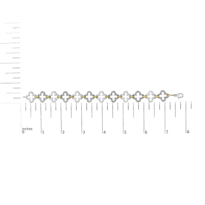 .925 Two-tone Sterling Silver 1/10 Cttw Natural Round Diamond Fashion Tennis Bracelet (I-J Color, I1-I2 Clarity) - 7