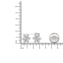 Matte Finished .925 Sterling Silver Diamond Accent Flower Hoop Stud Earring (I-J Color, I1-I2 Clarity)-4