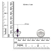 .925 Sterling Silver Marquise Cut Amethyst and Diamond Accent Fleur De Lis Dangle Stud Earrings (H-I Color, SI1-SI2 Clarity)
