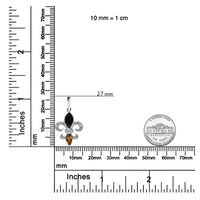 .925 Sterling Silver Marquise Cut Onyx and Citrine with Diamond Accent Fleur De Lis Drop Stud Earrings (H-I Color, SI1-SI2 Clarity)