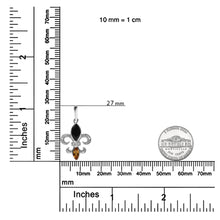 .925 Sterling Silver Marquise Cut Onyx and Citrine with Diamond Accent Fleur De Lis Drop Stud Earrings (H-I Color, SI1-SI2 Clarity)-4