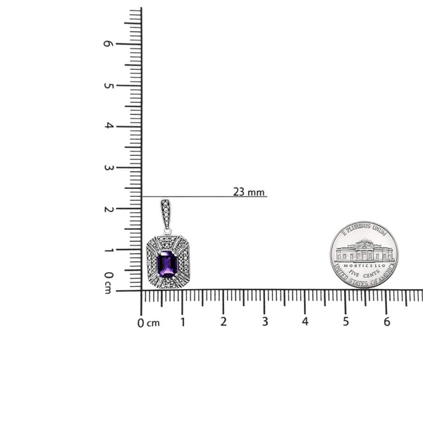 .925 Sterling Silver Diamond Accent and 7x5mm Purple Amethyst Stud Earrings (I-J Color, I2-I3 Clarity)