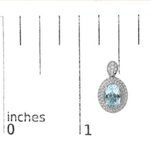 .925 Sterling Silver Diamond Accent and  Oval Blue Topaz with Beaded Halo Drop Stud Earrings (I-J color, I1-I2 Clarity)-4