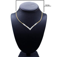 14K Yellow and White Gold 2.00 Cttw Round and Princess-Cut Diamond 'V' Shape Statement Necklace (H-I Color, SI2-I1 Clarity) - 18