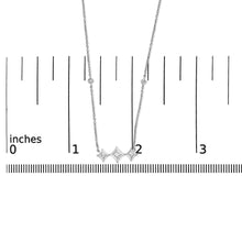 10K White Gold Bezel Set Princess Diamond 3 Stone Kite Shape and Station Necklace (H-I Color, SI2-I1 Clarity) - 18" Inches-4