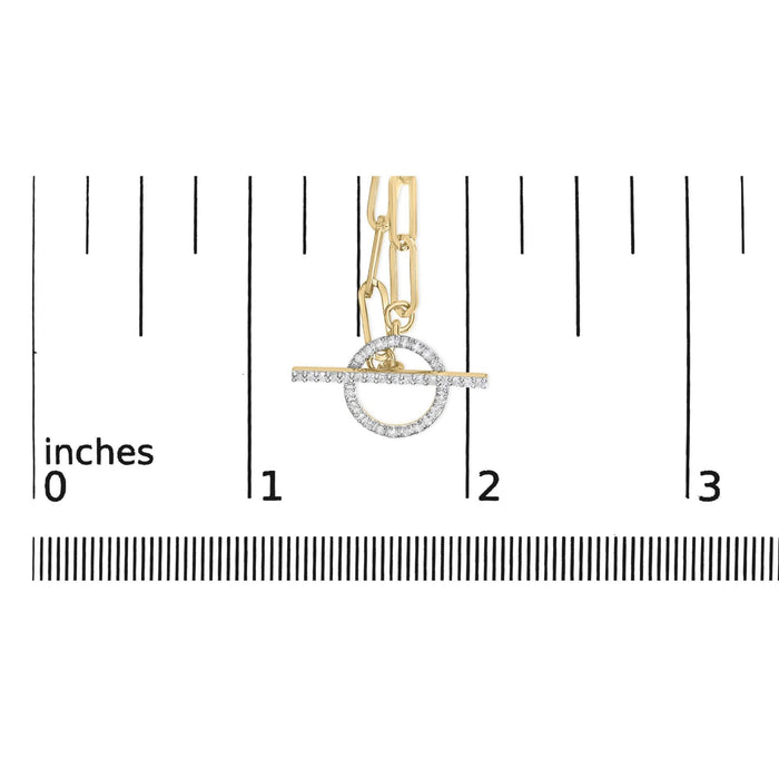 14KT Yellow Gold 1/4 Cttw Diamond  Toggle Clasp Paperclip Link Necklace (I-J Color, I1-I2 Clarity) - 18