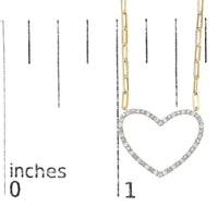 14K Yellow Gold Plated .925 Sterling Silver 1/4 Cttw Diamond Open Heart with Paperclip Chain Pendant Necklace (I-J Color, I2-I3 Clarity) - 18
