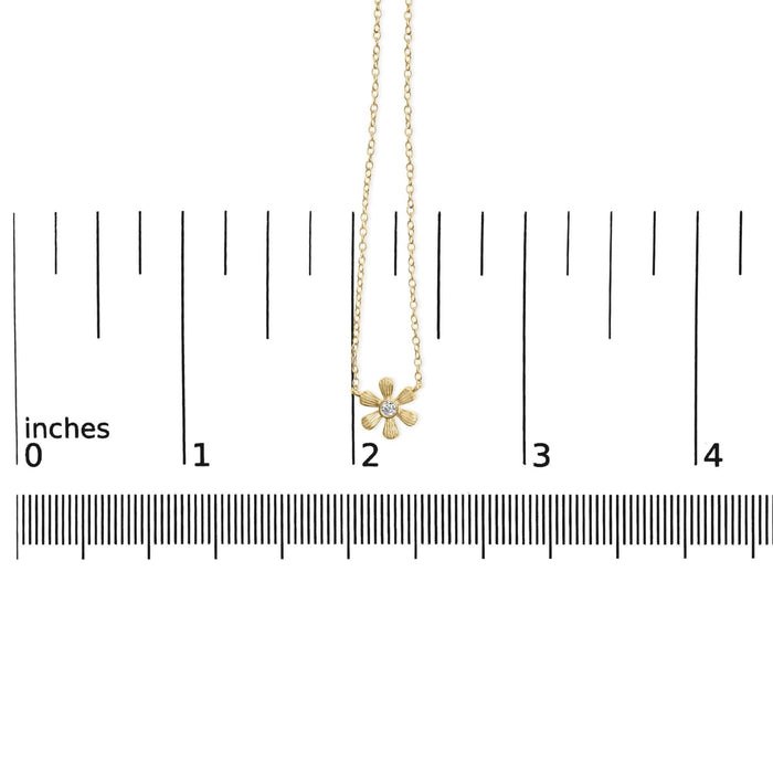 10K Yellow Gold 1/8 Cttw Diamond Floral Station Chain Necklace (I-J Color, I1-I2 Clarity)