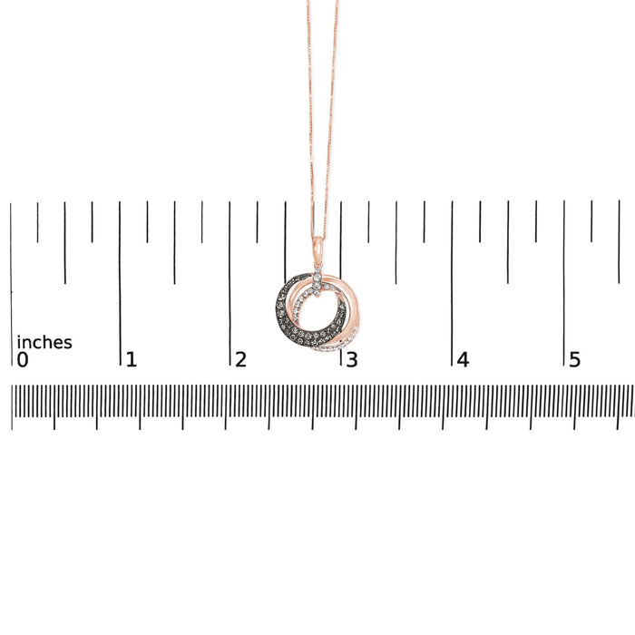 14K Rose Gold 3/4 Cttw Brown and White Diamond Interlocking Circle Hoop 18