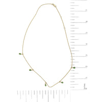 10K Yellow Gold Dangling 5x3 mm Green Emerald and Diamond Station Necklace - 18