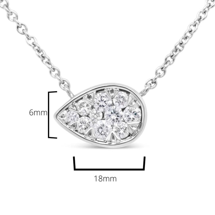 14K White Gold 1/4 Cttw Round Diamond Composite Teardrop Shape 18