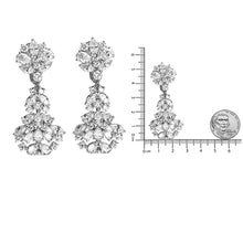 18K White Gold 9 1/2 Cttw Diamond Cluster Drop Dangle Clip-On Earrings (F-G Color, VS1-VS2 Clarity)-4