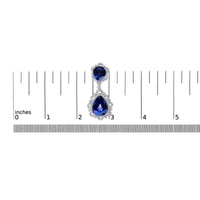 18K White Gold Blue Sapphire and Diamond 2.00 Cttw Diamond Halo Drop and Dangle Earring (G-H Color, SI1-SI2 Clarity)