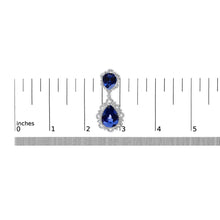 18K White Gold Blue Sapphire and Diamond 2.00 Cttw Diamond Halo Drop and Dangle Earring (G-H Color, SI1-SI2 Clarity)-4