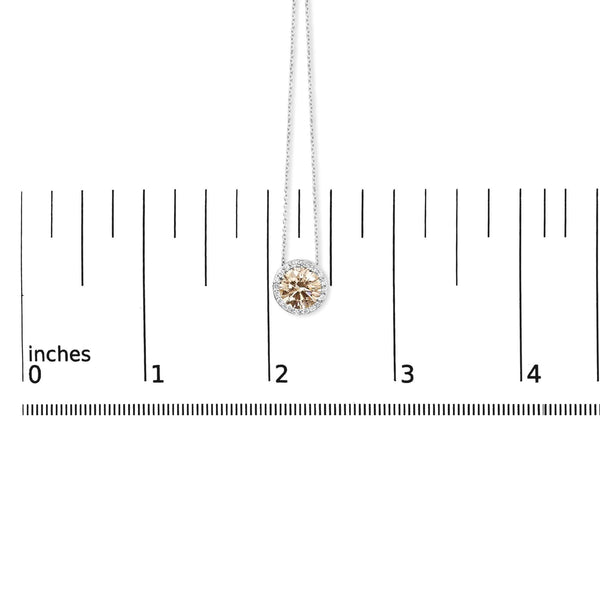 14K White Gold 2 3/8 Cttw Lab Grown Pink Diamond Solitaire with Halo Pendant Necklace - 17
