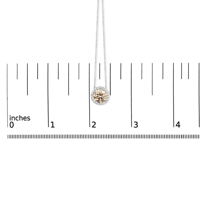 14K White Gold 2 3/8 Cttw Lab Grown Pink Diamond Solitaire with Halo Pendant Necklace - 17