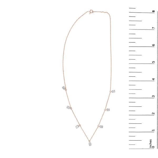 14K Rose Gold 1 3/8 Cttw Oval Lab Grown Diamond Dangle Station Necklace - 17