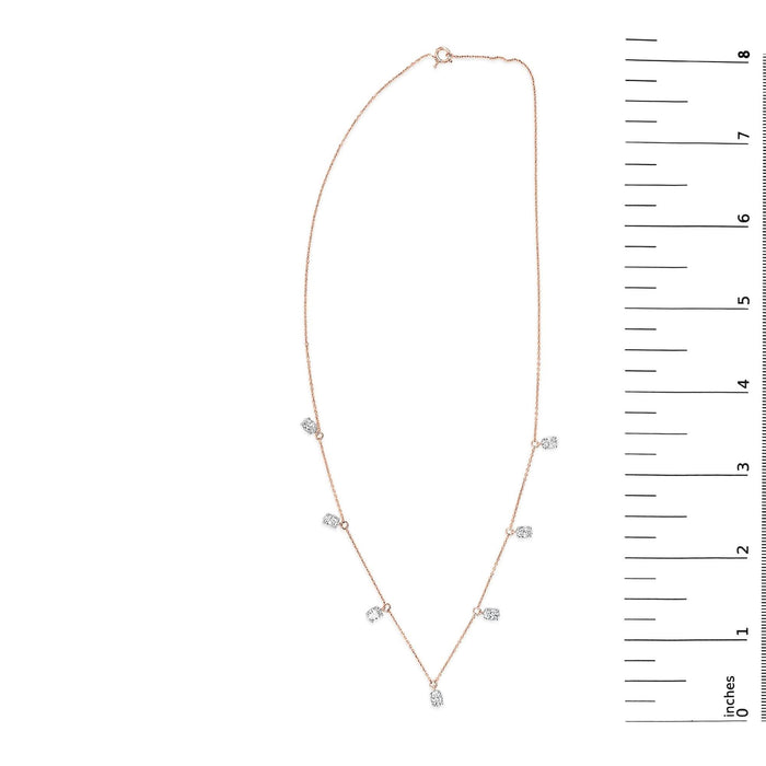 14K Rose Gold 1 3/8 Cttw Oval Lab Grown Diamond Dangle Station Necklace - 17