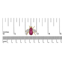 18K Yellow Gold 3/8 Cttw Diamond and 6 3/4 Cttw Red Ruby Bumblebee Brooch Pin (F-G Color, VS2-SI1 Clarity)