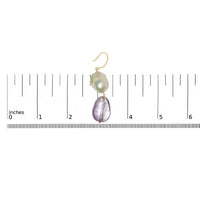 14K Yellow Gold Amethyst and Baroque Pearl Drop and Dangle Earrings 2