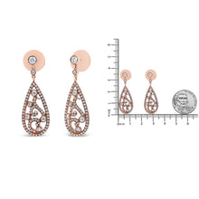 18K Rose Gold 1 1/4 Cttw Diamond Teardrop Shaped Drop and Dangle Screw Back Stud Earring (F-G Color, VS1-VS2 Clarity)-4