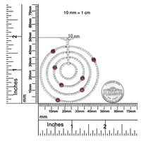 18K White Gold 2 1/6 Cttw Pave Set Diamonds and Red Ruby Openwork Circles 18