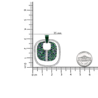 .925 Sterling Silver Green Enamel Pendant with 1/2 Cttw Diamond, Sapphire, and Tsavorite Openwork Statement 18