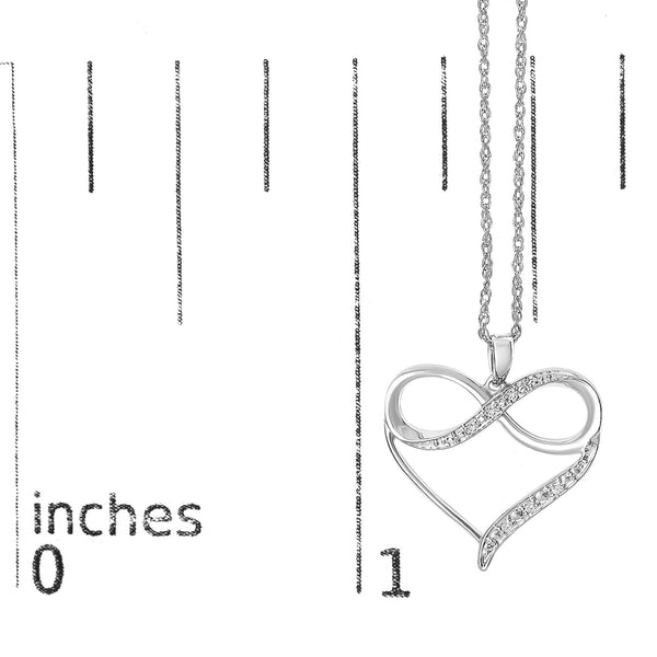 .925 Sterling Silver Diamond Accent Infinity Heart Love Pendant Necklace (J-K Color, I2-I3 Clarity) - 18