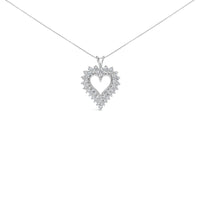 .925 Sterling Silver 3.00 Cttw Round Cut Diamond Cluster Heart 18
