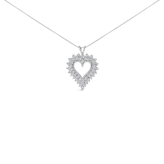 .925 Sterling Silver 3.00 Cttw Round Cut Diamond Cluster Heart 18" Pendant Necklace (K-L Color, I1-I2 Clarity)-0
