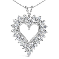 .925 Sterling Silver 3.00 Cttw Round Cut Diamond Cluster Heart 18