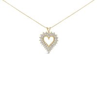14K Yellow Gold Plated .925 Sterling Silver Brilliant-Cut Diamond Open Heart 18
