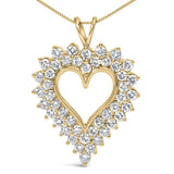 .925 Sterling Silver 3.00 Cttw Round Cut Diamond Cluster Heart 18
