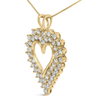 .925 Sterling Silver 3.00 Cttw Round Cut Diamond Cluster Heart 18