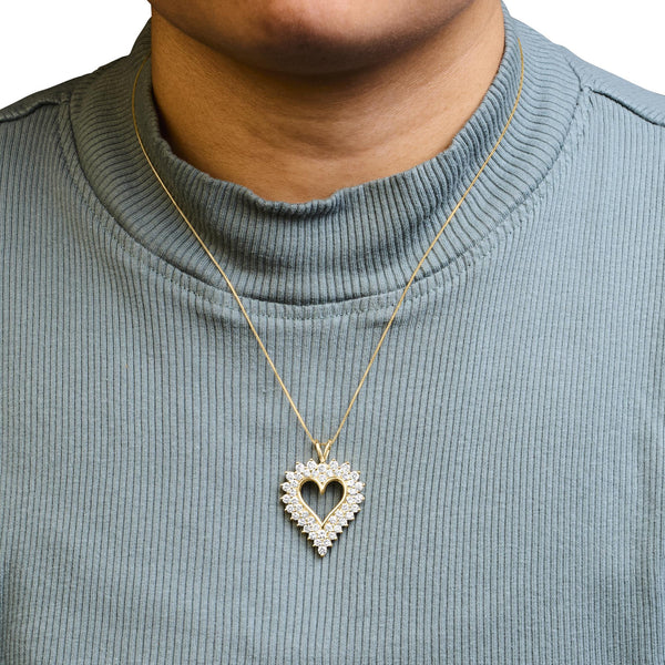 .925 Sterling Silver 3.00 Cttw Round Cut Diamond Cluster Heart 18