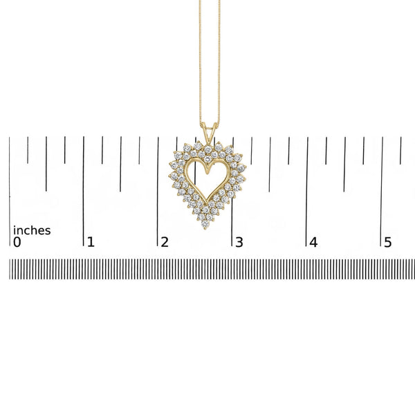 14K Yellow Gold Plated .925 Sterling Silver Brilliant-Cut Diamond Open Heart 18