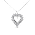 925 sterling silver heart necklace with round double-row composite diamonds